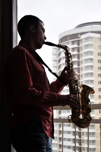 Man med saxofon — Stockfoto