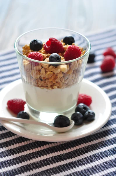 Natural yogurt with berries — Stock Photo, Image