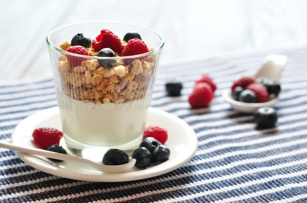 Natural yogurt with berries — Stock Photo, Image