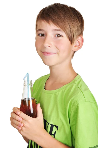 Jongen met fles — Stockfoto