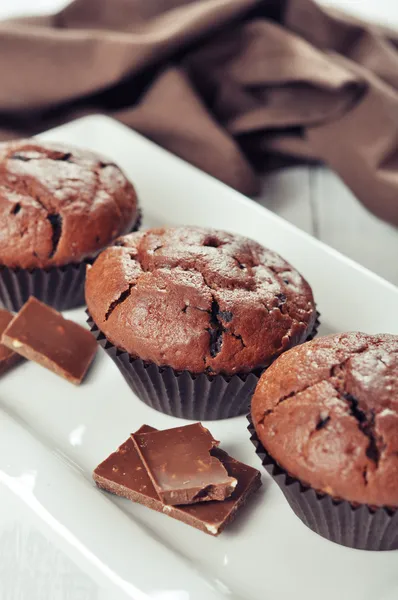 Muffins mit Schokolade — Stockfoto