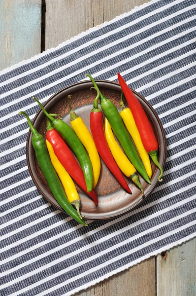 Multi colored hot chili peppers — Stock Photo, Image