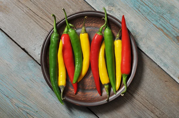 Multi colored hot chili peppers — Stock Photo, Image