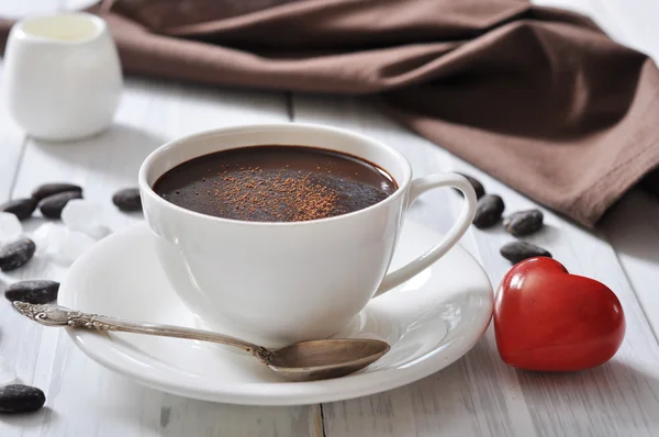 Chocolate quente no copo — Fotografia de Stock