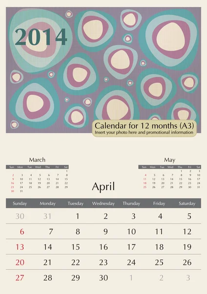 2014-kalender. — Stock vektor