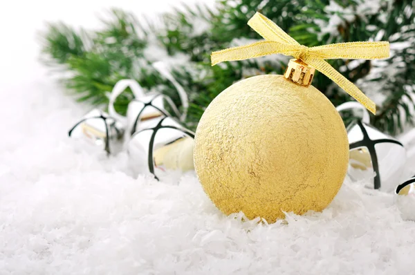 Gold christmas ball — Stock Photo, Image