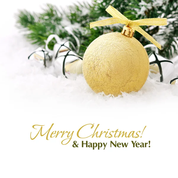 Gold christmas ball — Stock Photo, Image