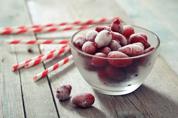 Frozen cornel berries — Stock Photo, Image