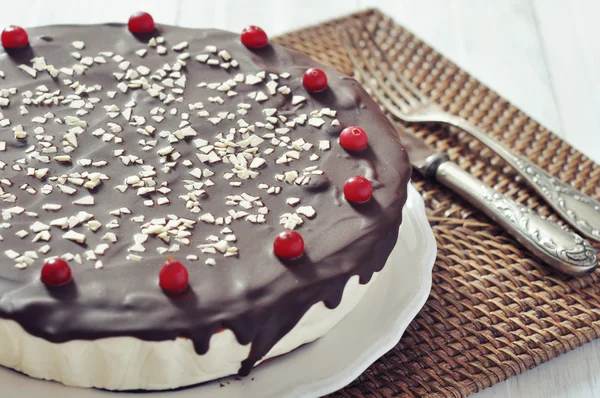 Souffle taart met chocolade suikerglazuur — Stockfoto