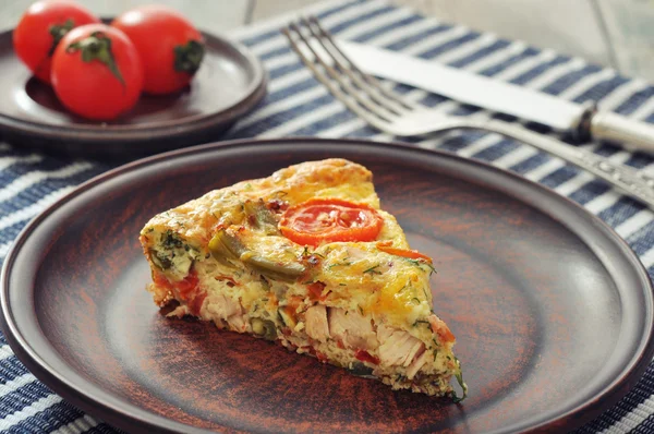 Frittata with Vegetables and Chicken — Stock Photo, Image