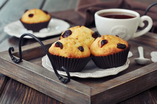 Muffiny a čaj — Stock fotografie