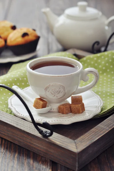 Taza de té y tetera — Foto de Stock