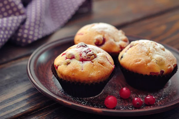 Muffiny s brusinkovým — Stock fotografie
