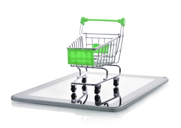 Carrito de compras en la tableta PC — Foto de Stock