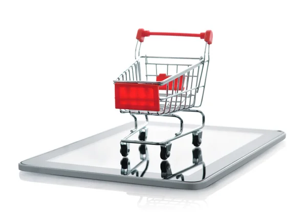 Shopping cart on tablet pc — Stock Photo, Image