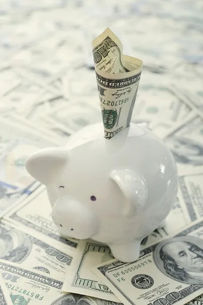 Piggy bank with money — Stock Photo, Image