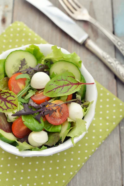 Salad with tomato and mozzarella cheese — Stock Photo, Image