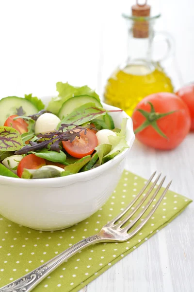 Salada com tomate e queijo mussarela — Fotografia de Stock