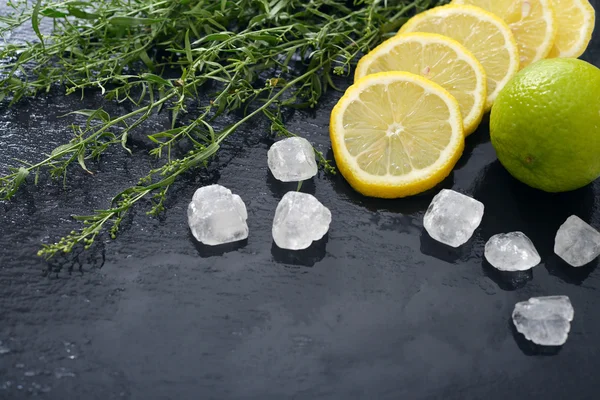 Таррагон с лимоном, сахаром и лаймом — стоковое фото