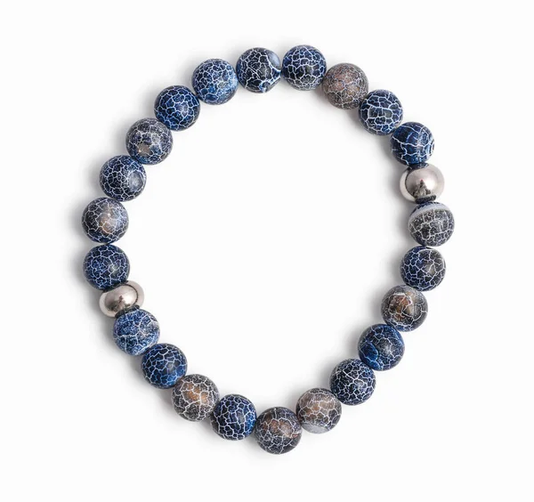 Beautiful Agate Stone Beads Bracelet Isolated White Background Clipping Path — Stock Photo, Image