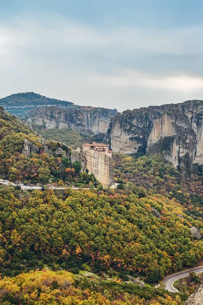Klasztory Meteorów Grecja Kalambaka Lista Światowego Dziedzictwa Unesco Kolorowy Jesienny — Zdjęcie stockowe