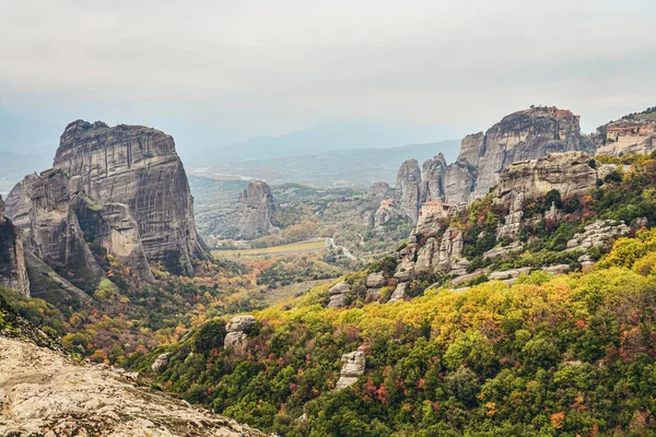 Blick Auf Das Dreifaltigkeitskloster Auf Dem Felsen Meteora Griechenland — Stockfoto