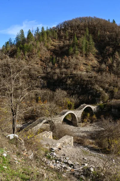 Вигляд Традиційний Кам Яний Міст Калоґеріко Або Міст Плакіда Епірі — стокове фото
