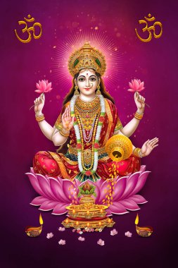 Hint-Tanrı-laxmi-maa-red-background-wall-papes-Diwali-Pooja-poster
