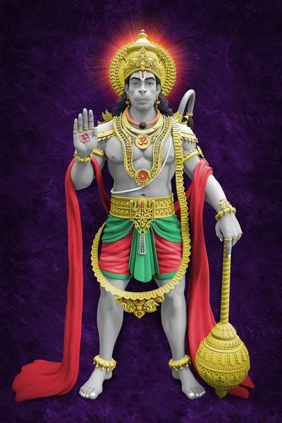 Hanuman-3D-Rendering-throne-lord-Indian-God-black-background.