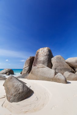 Granit kayalar carana Beach Adası mahe, Seyşel Adaları