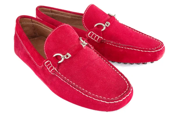 Par de zapatos de hombre rojos aislados sobre blanco — Foto de Stock