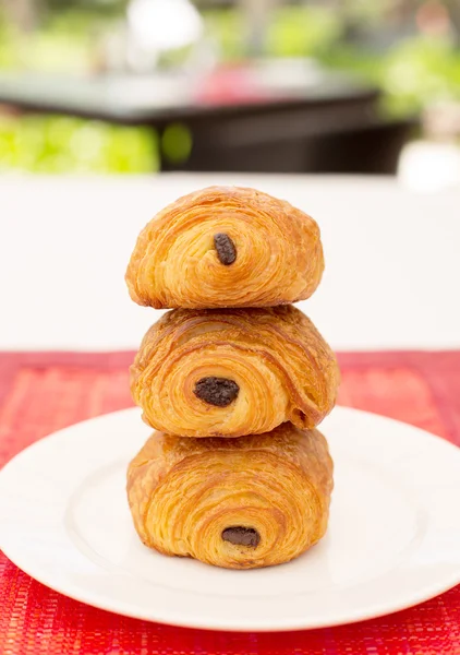 Pila de masa danesa con chocolate — Foto de Stock