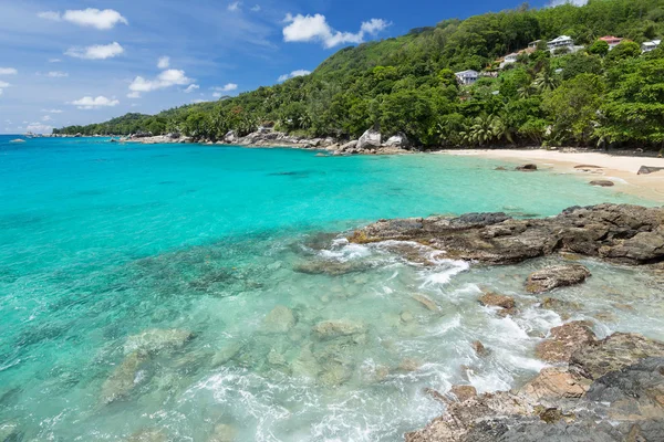 Exotic Heaven Seascape en Sunset beach, Mahe, Seychelles —  Fotos de Stock