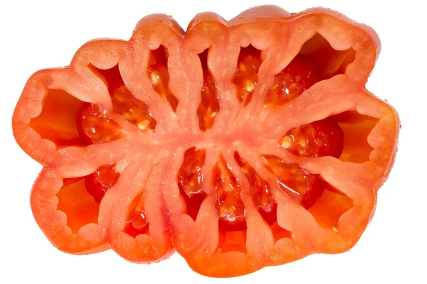 Tomato cross section isoalted on white background — Stock Photo, Image