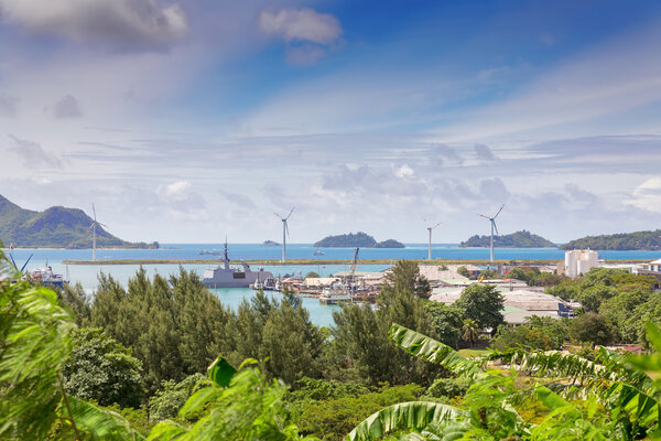 View of Victoria port, Mahe, Seychelles