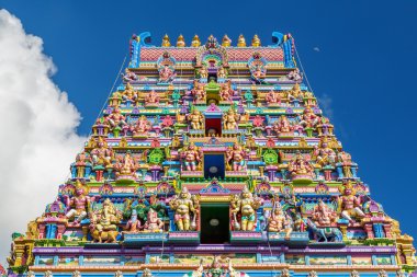 Facade of a Hindu temple in Victoria, Seychelles clipart