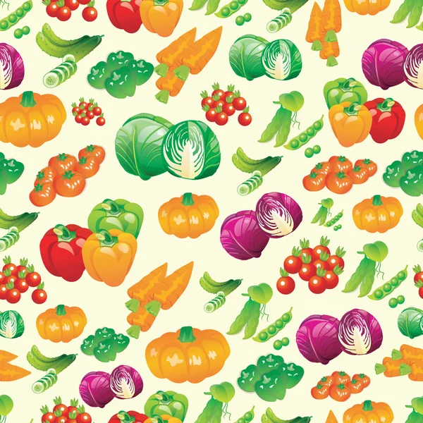 シームレスな野菜およびフルーツのパターン ベクトル — ストックベクタ