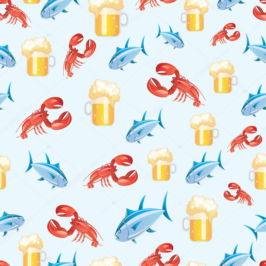 Seamless fish and cancer pattern vector