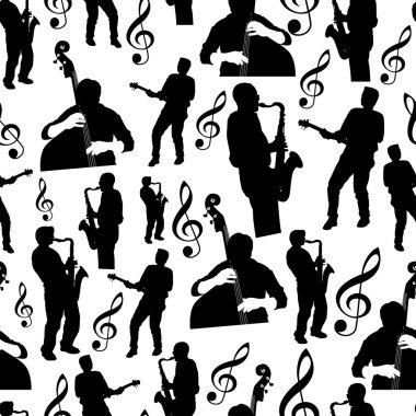 kesintisiz müzik aletleri monochrom tasarlamak vektör