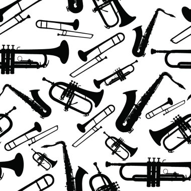 kesintisiz müzik aletleri monochrom tasarlamak vektör