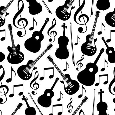 kesintisiz müzik aletleri monochrom tasarlamak vektör