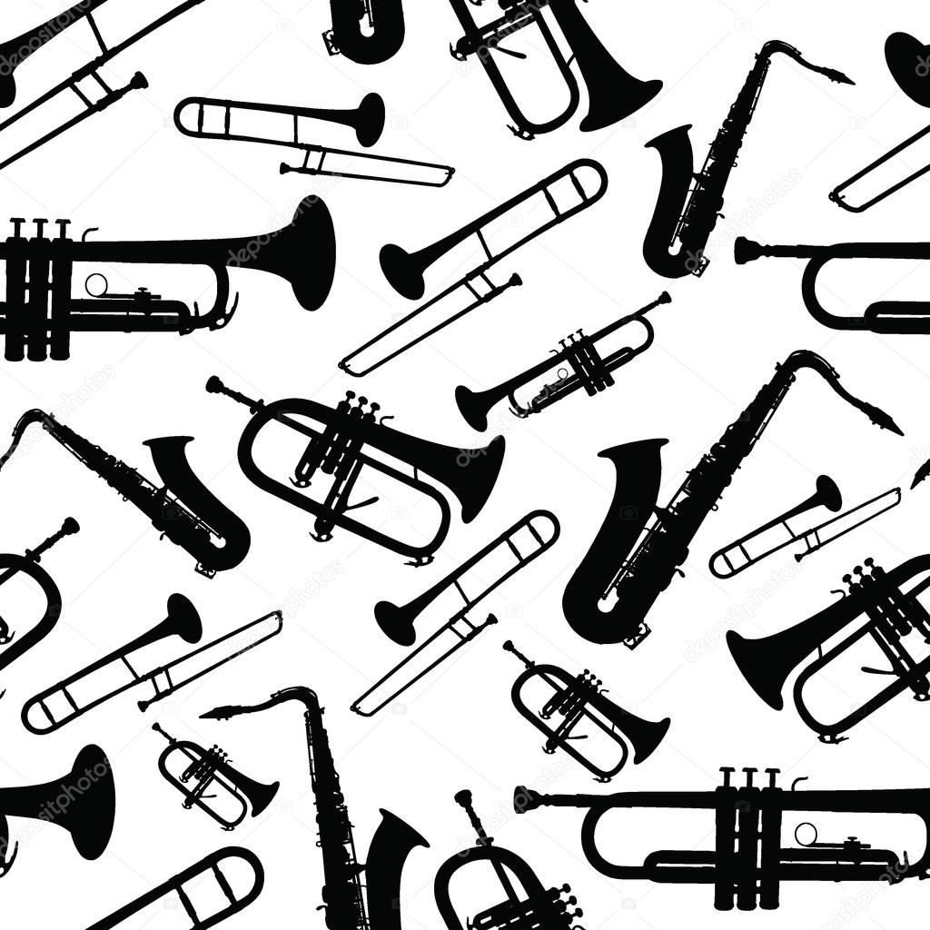 Seamless musical instruments monochrom pattern vector