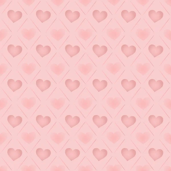 Día de San Valentín rosa patrón de vector de corazón — Vector de stock