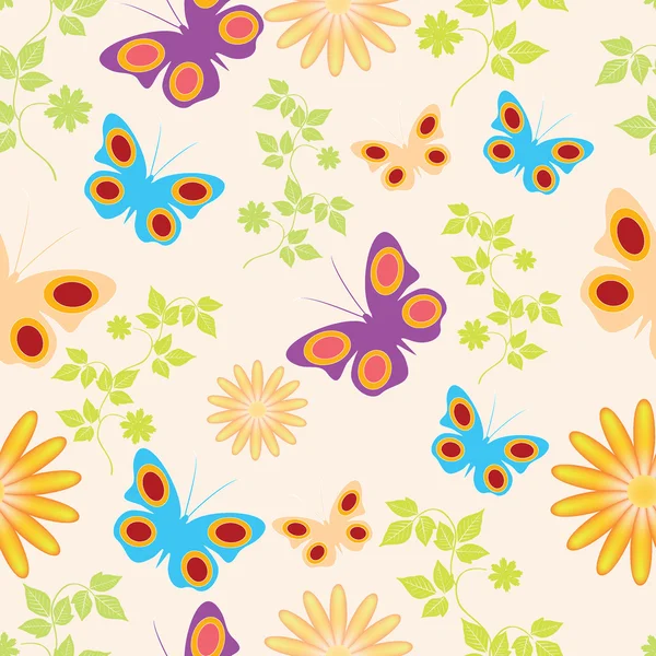 Papillon et fond de fleur Illustrations De Stock Libres De Droits