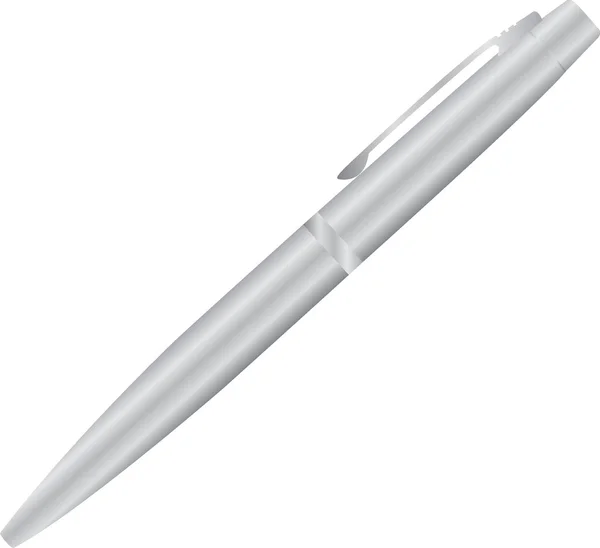 Срібна кулькова ручка ізольована на білому. Векторна ілюстрація — стоковий вектор