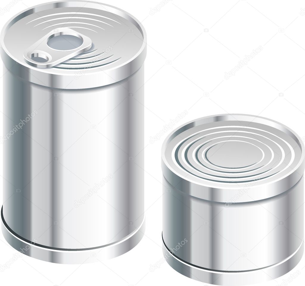 Tin can with white and black label for new graphic design