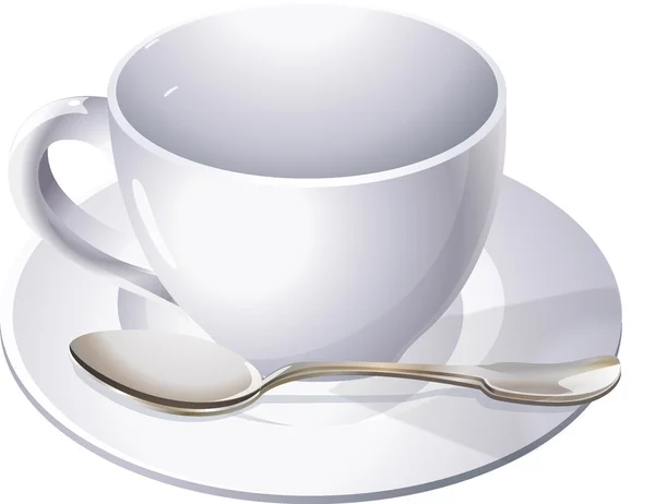 Cucchiaio con un piattino e un vettore tazza — Vettoriale Stock