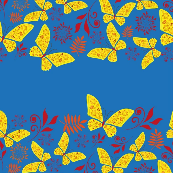 Floral orné abstrait avec texture papillon — Image vectorielle