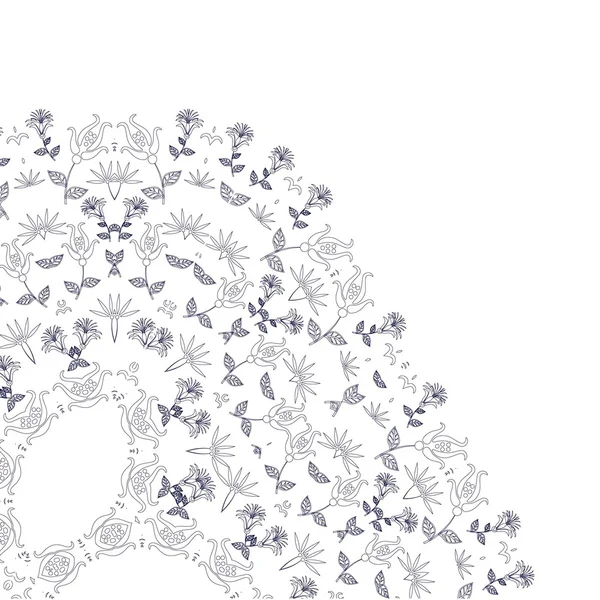 Segment de cercle abstrait texture florale ornée — Image vectorielle