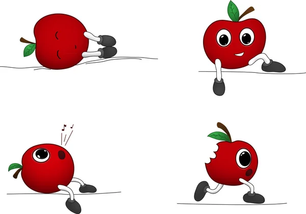 Niedliche Cartoon-Äpfel — Stockvektor